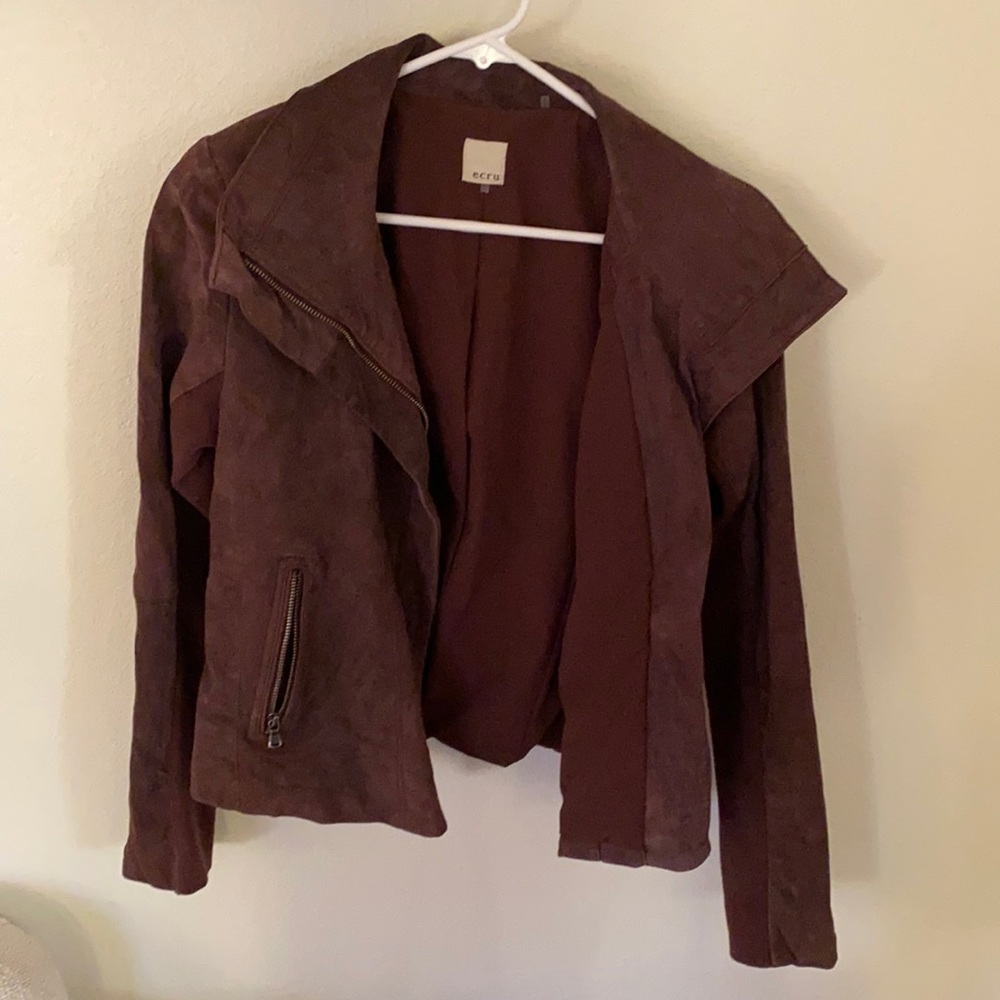 EUC ecru Suede Leather Jacket